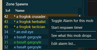Map right-click options